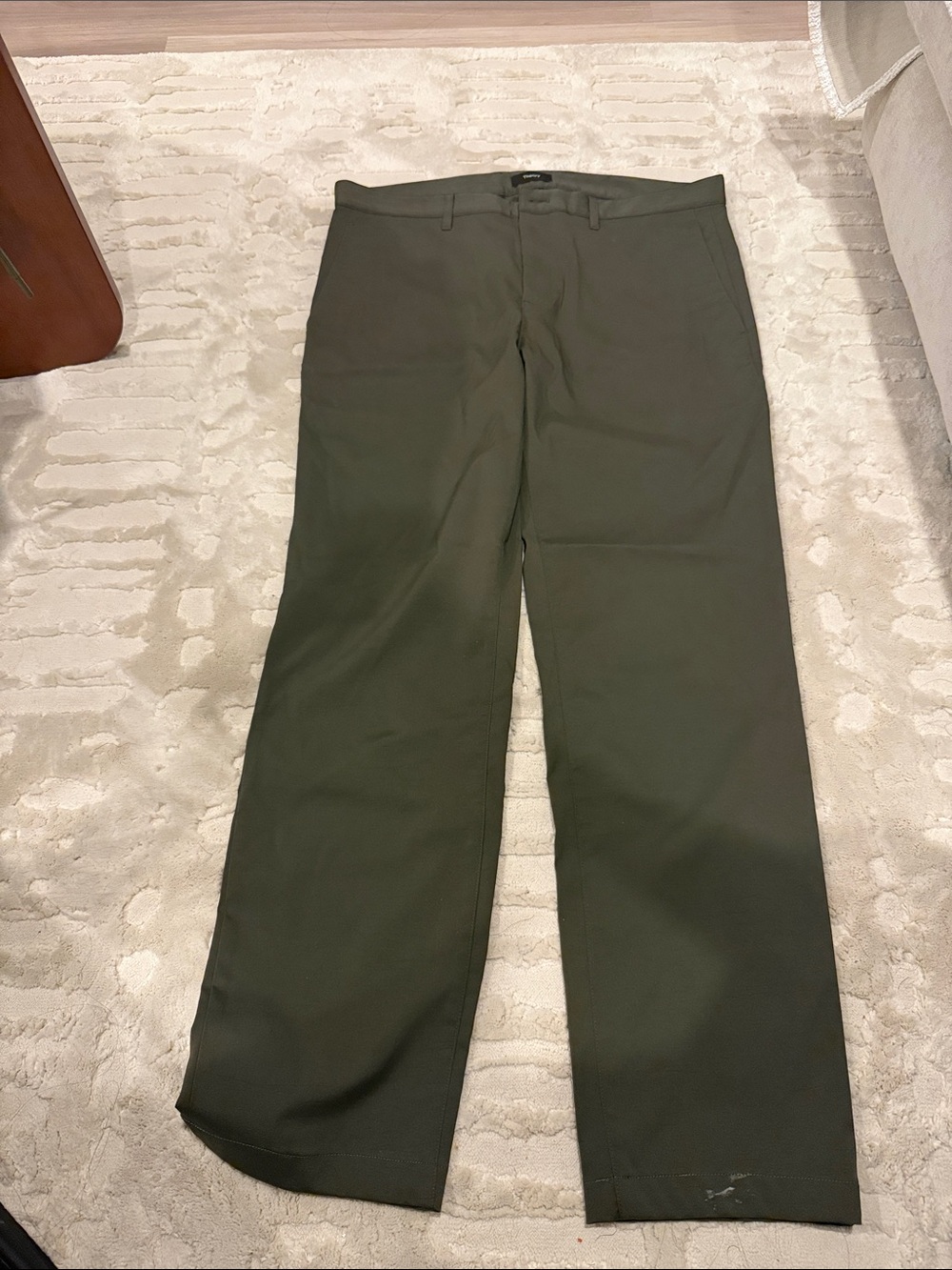 Theory Men's Olive Chinos in Dark Olive Green